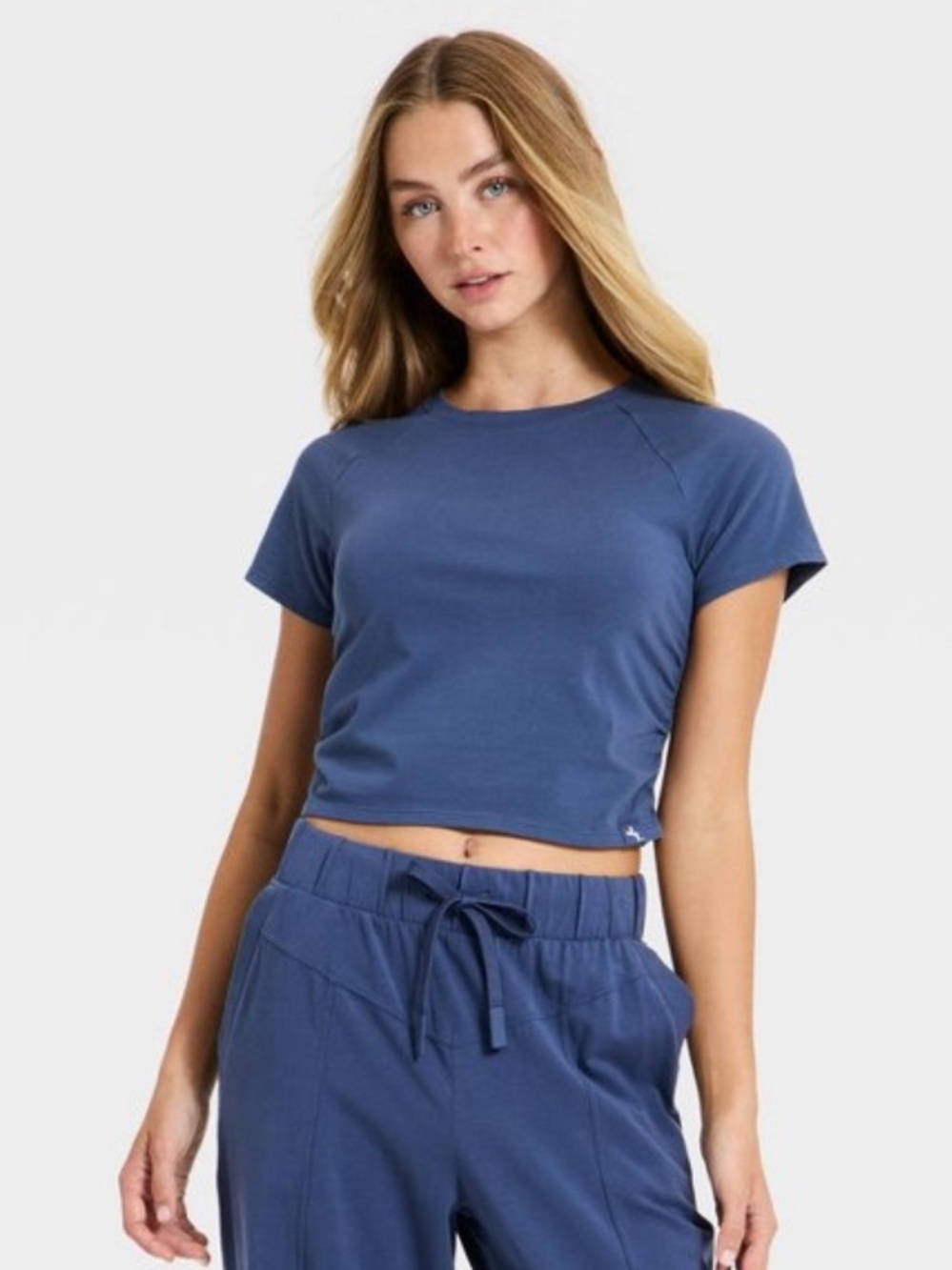 JOYLAB NWT Women's Washed Jersey Cropped Short Sleeve
Top -dark blue -large